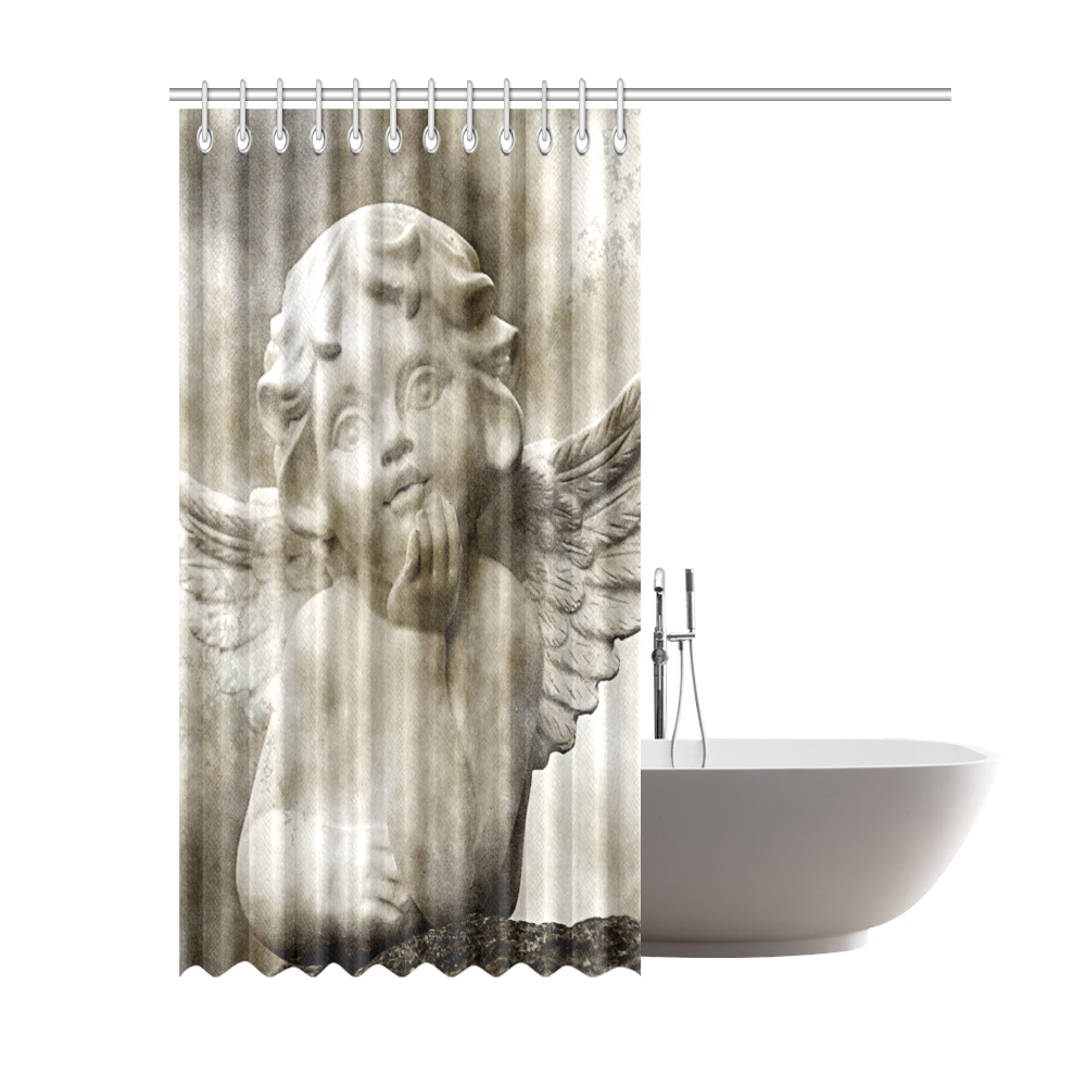 cute vintage Guardian Angel 3 Shower Curtain 69"x84"