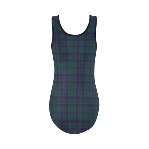 Green Plaid Hipster Style Vest One Piece Swimsuit (Model S04)
