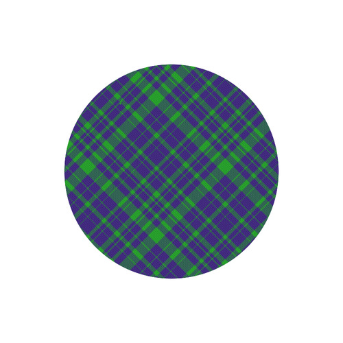 Diagonal Green & Purple Plaid Hipster Style Round Mousepad