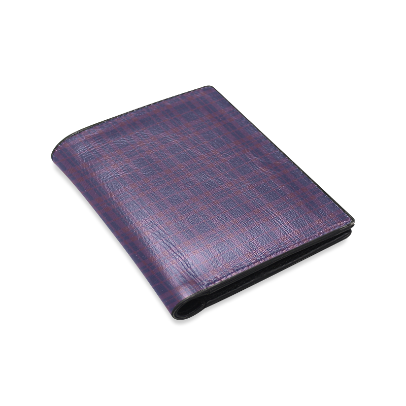 Purple Plaid Hipster Style Men's Leather Wallet (Model 1612)