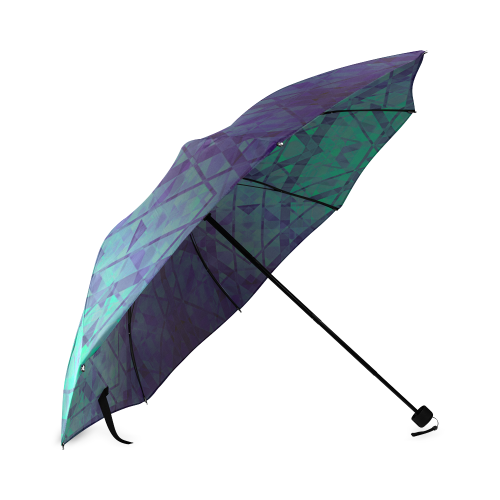 Sci-Fi Dream Blue Geometric design Foldable Umbrella (Model U01)