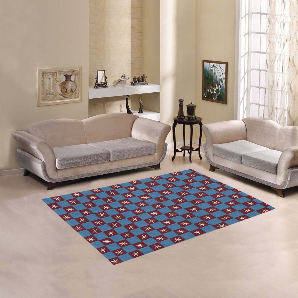 BLUE CHECK SNOWFLAKE GE 12X12 Area Rug 5'3''x4'