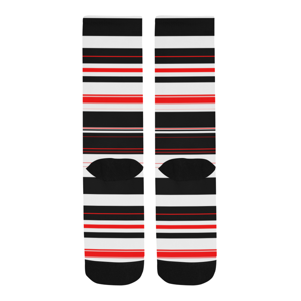 black red and white stripes Trouser Socks