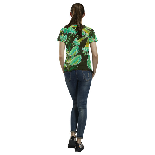 Irish Garden, Lime Green Flowers Dance in Joy All Over Print T-Shirt for Women (USA Size) (Model T40)
