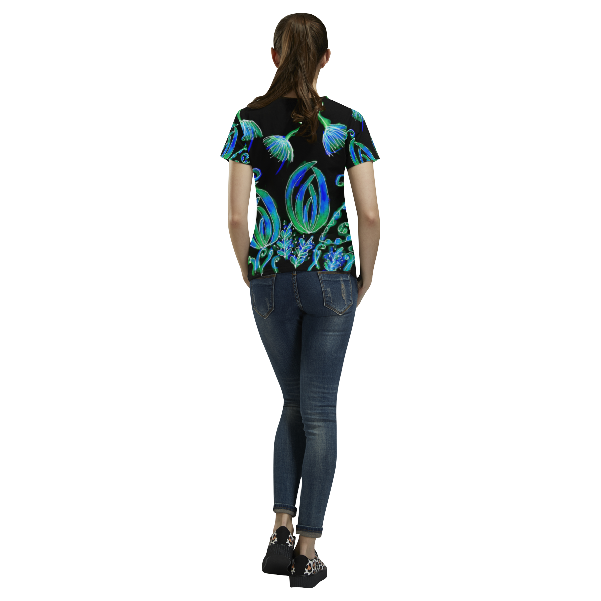Underwater Psychedelic Sea Coral Jelly Fish Ocean All Over Print T-Shirt for Women (USA Size) (Model T40)