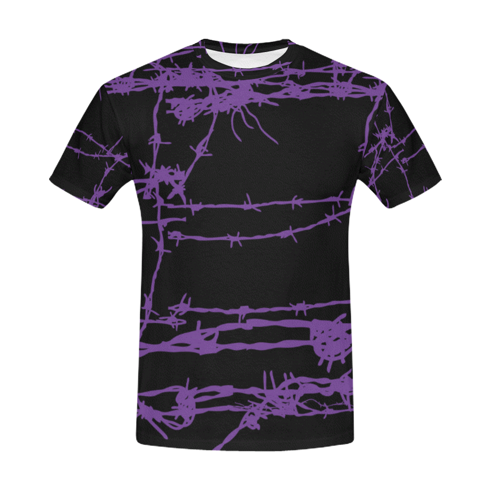 Purple Barbed Wire Goth Print All Over Print T-Shirt for Men (USA Size) (Model T40)