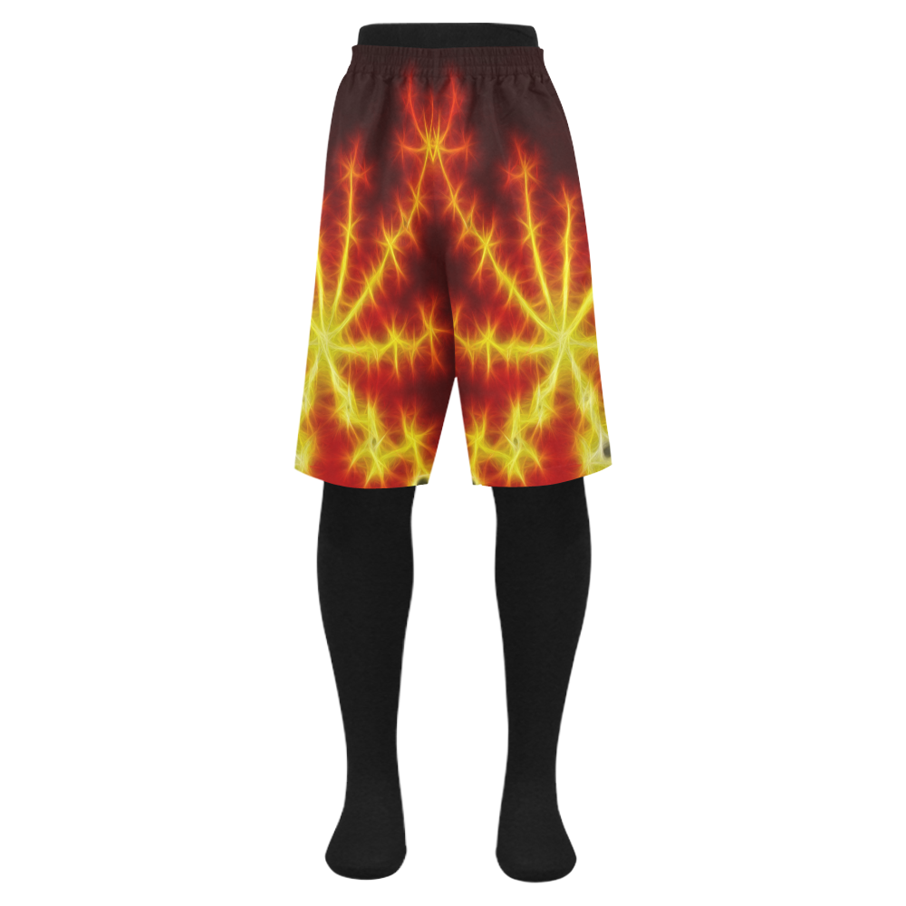 Fractal Explosion In Red And Yellow Men's Swim Trunk (Model L21)