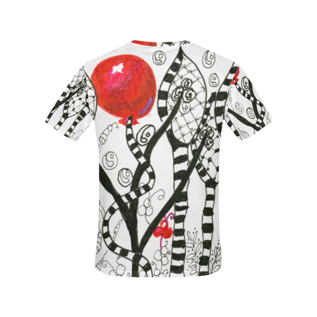 Red Balloon Zendoodle in Fanciful Forest Garden All Over Print T-Shirt for Women (USA Size) (Model T40)