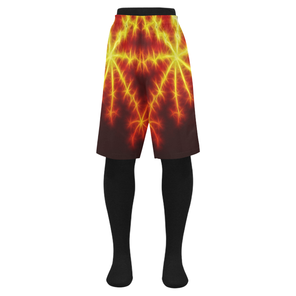 Fractal Explosion In Red And Yellow Men's Swim Trunk (Model L21)