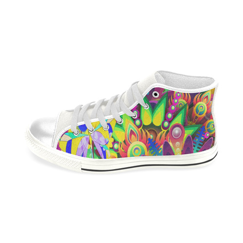 Abstract Pop Neon Fantasy Men’s Classic High Top Canvas Shoes (Model 017)