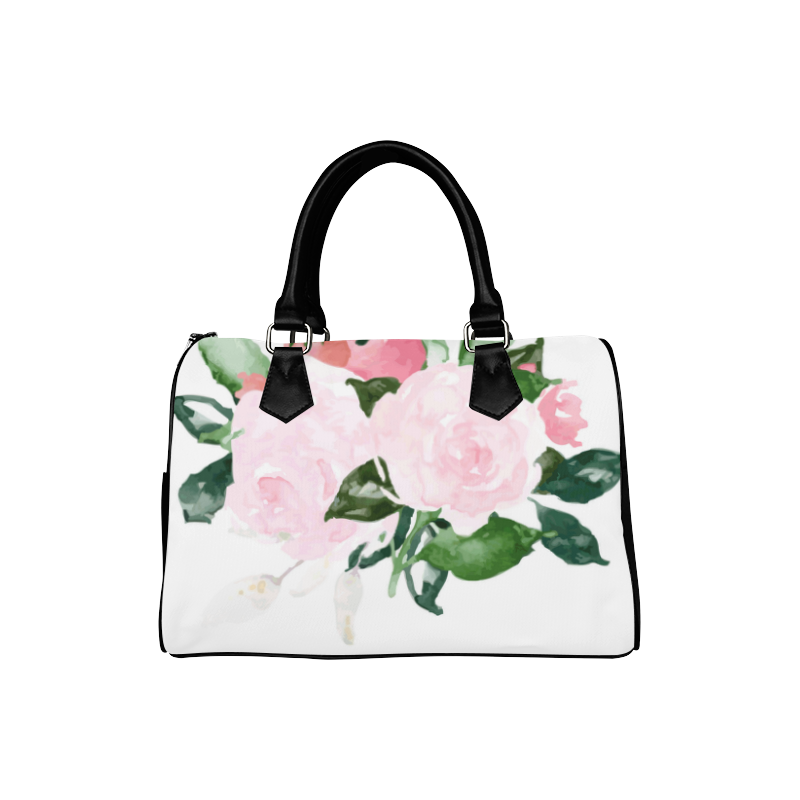 Beautiful Pink Watercolor Floral Boston Handbag (Model 1621)