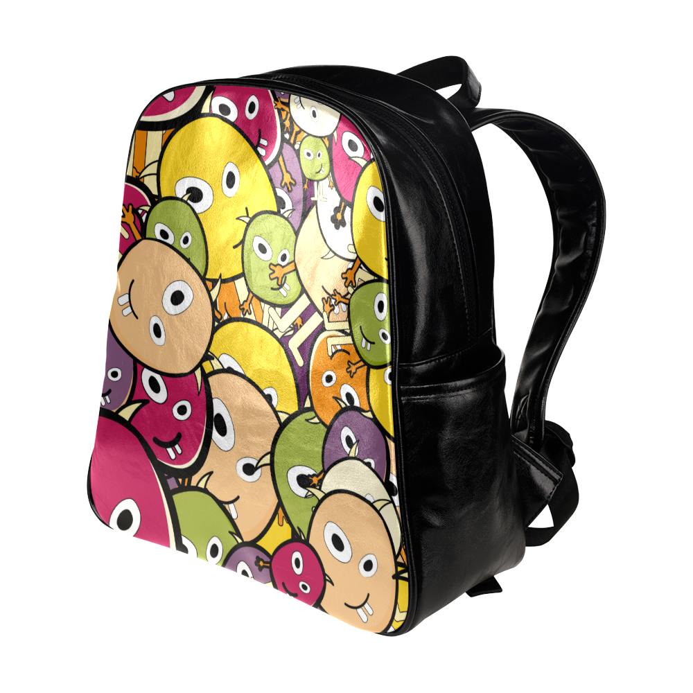 monster colorful doodle Multi-Pockets Backpack (Model 1636)