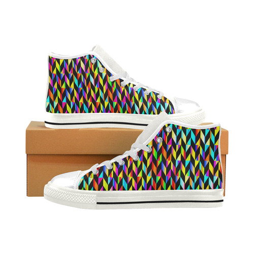 Neon Rainbow Polygon Men’s Classic High Top Canvas Shoes (Model 017)