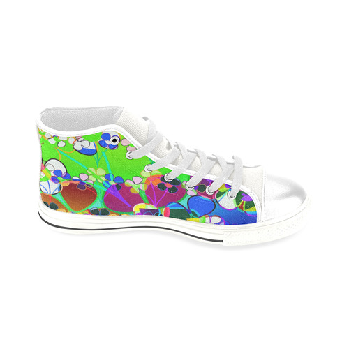 Abstract Pop Neon Flowers Men’s Classic High Top Canvas Shoes (Model 017)