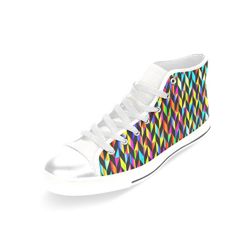 Neon Rainbow Polygon Women's Classic High Top Canvas Shoes (Model 017)