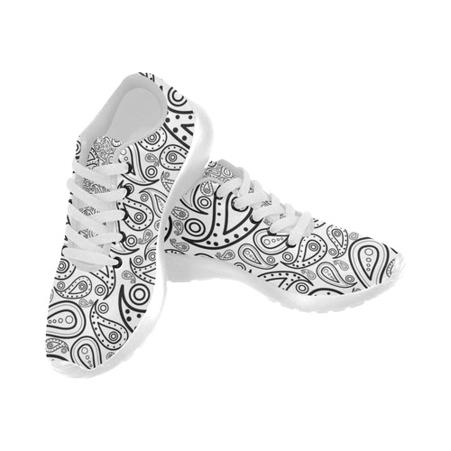 black and white paisley Men’s Running Shoes (Model 020)