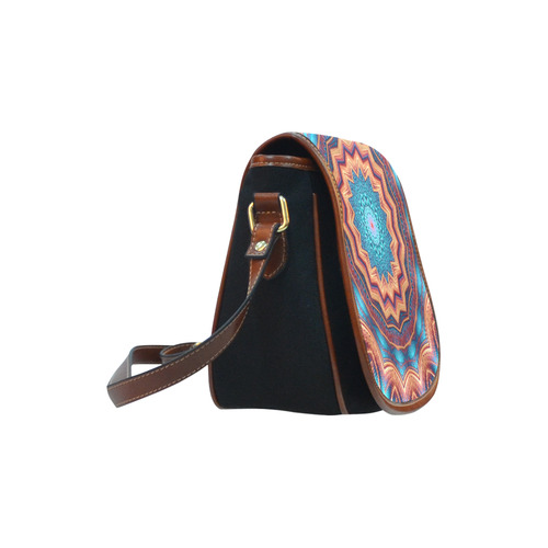 Blue Feather Mandala Saddle Bag/Small (Model 1649)(Flap Customization)