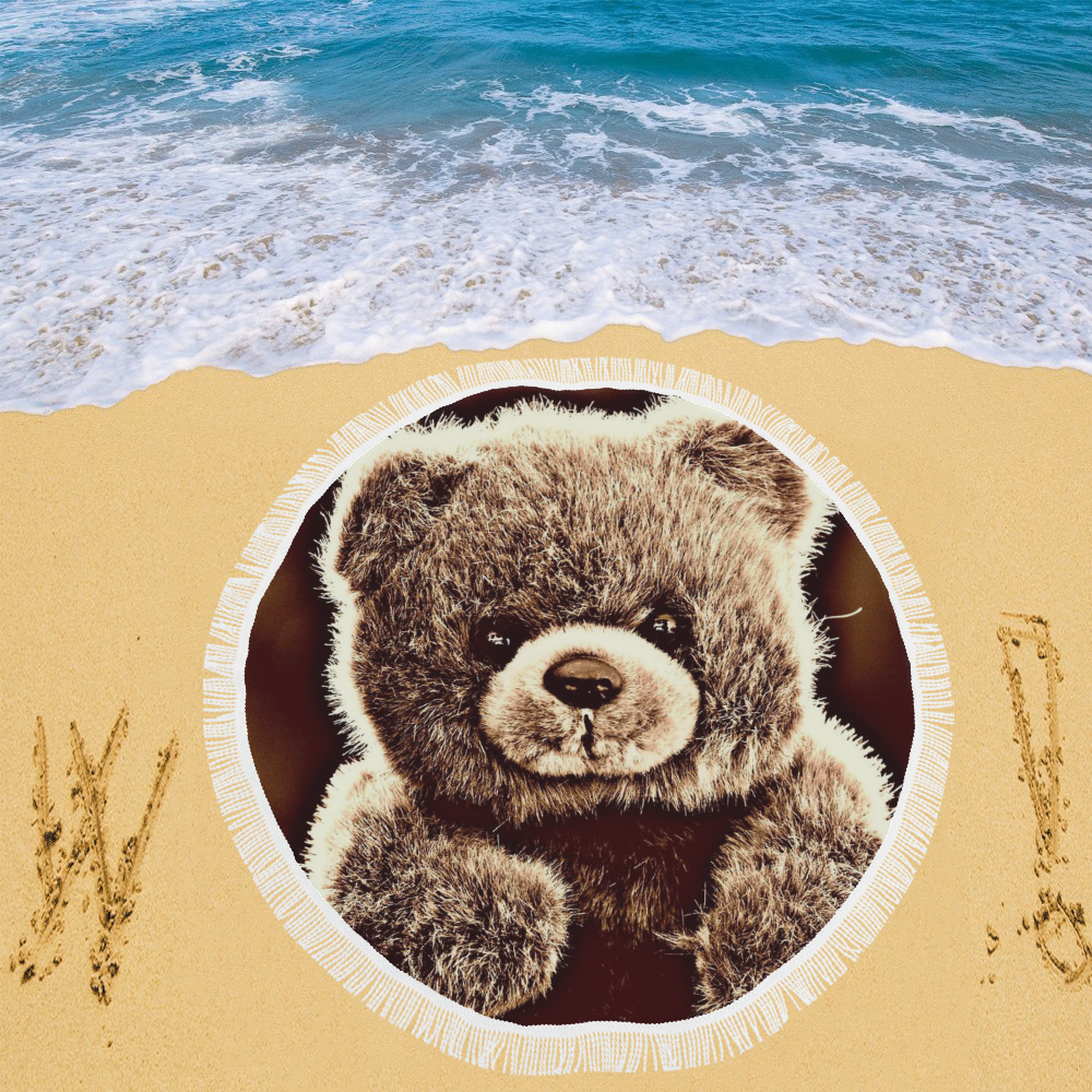 adorable Teddy 1 by FeelGood Circular Beach Shawl 59"x 59"