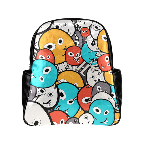 multicolor doodle monsters Multi-Pockets Backpack (Model 1636)