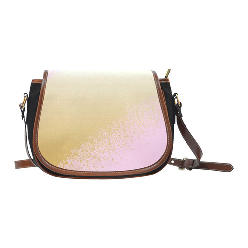 Pink White Gold Watercolor Paint Saddle Bag/Small (Model 1649)(Flap Customization)