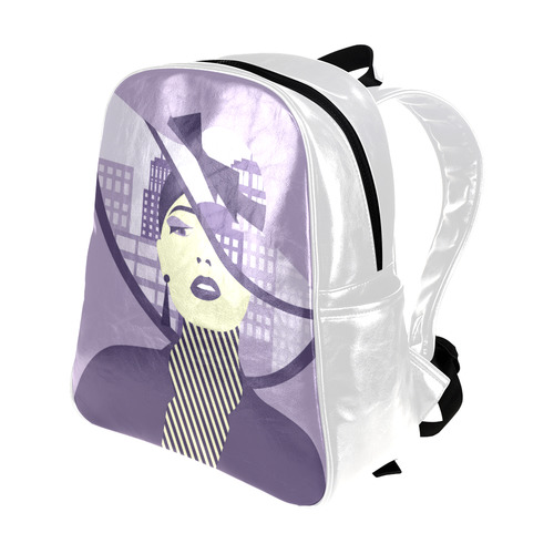 Purple Multi-Pockets Backpack (Model 1636)