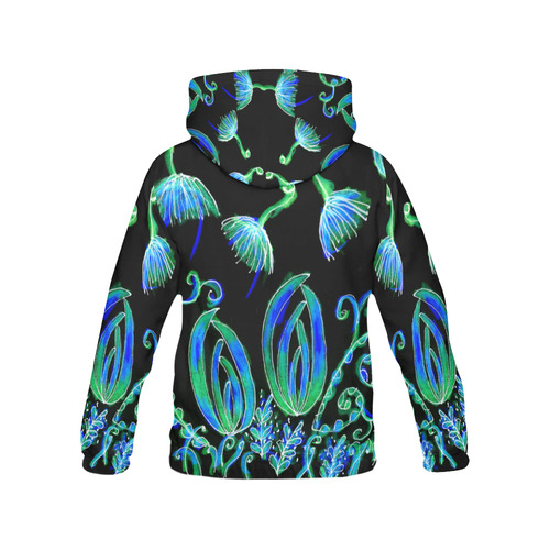 Underwater Psychedelic Sea Coral Jelly Fish Ocean All Over Print Hoodie for Women (USA Size) (Model H13)