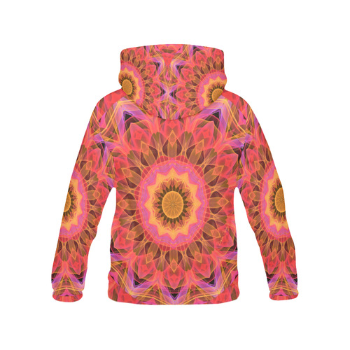 Abstract Peach Violet Mandala Ribbon Candy Lace All Over Print Hoodie for Women (USA Size) (Model H13)