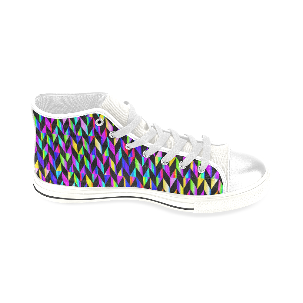 Purple Blue Rainbow Polygon Men’s Classic High Top Canvas Shoes (Model 017)