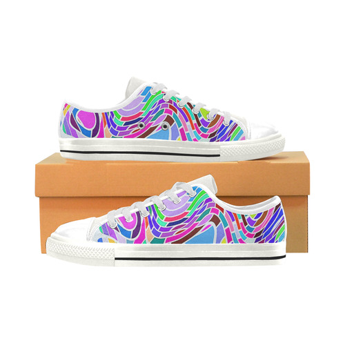 Abstract Pop Colorful Swirls Low Top Canvas Shoes for Kid (Model 018)