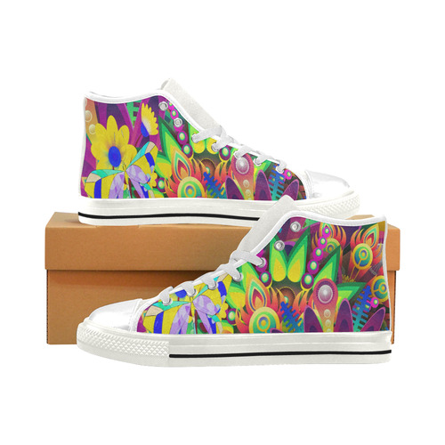 Abstract Pop Neon Fantasy Men’s Classic High Top Canvas Shoes (Model 017)