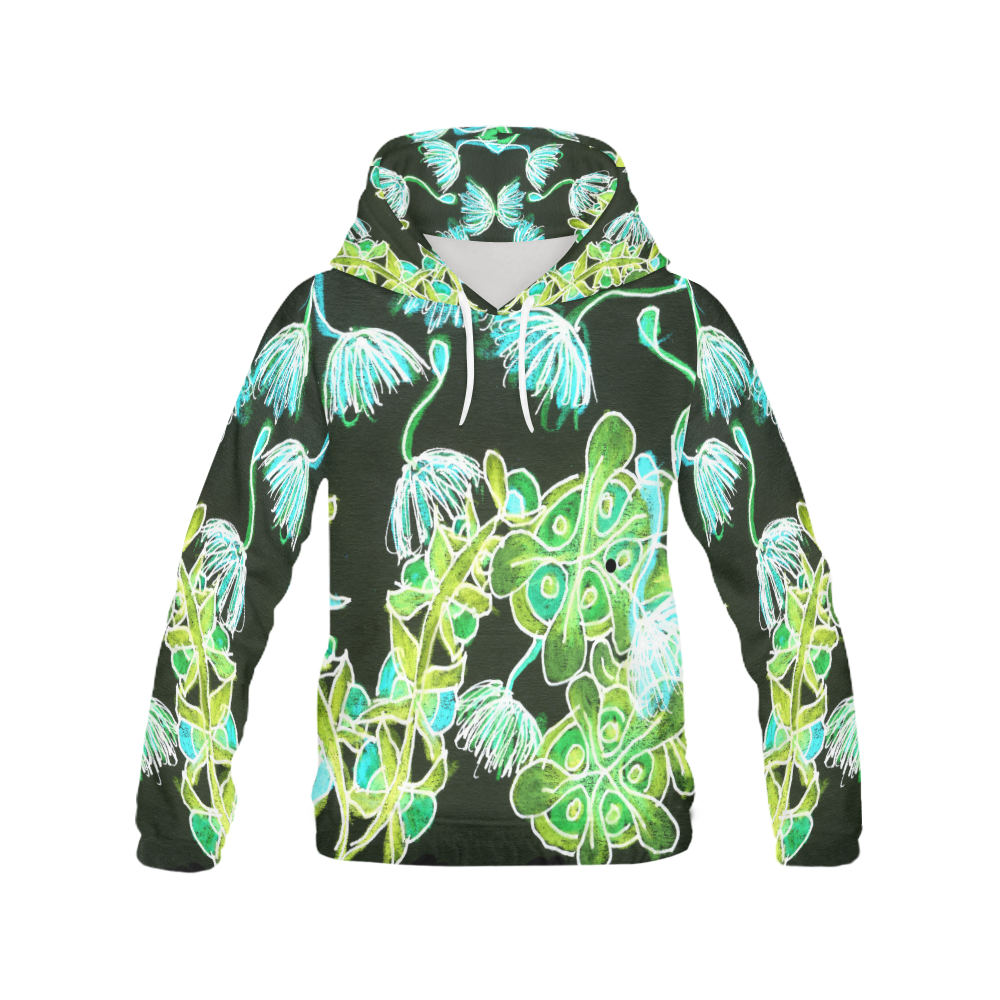Psychedelic Irish Fairy Bells Dancing Night Garden All Over Print Hoodie for Women (USA Size) (Model H13)