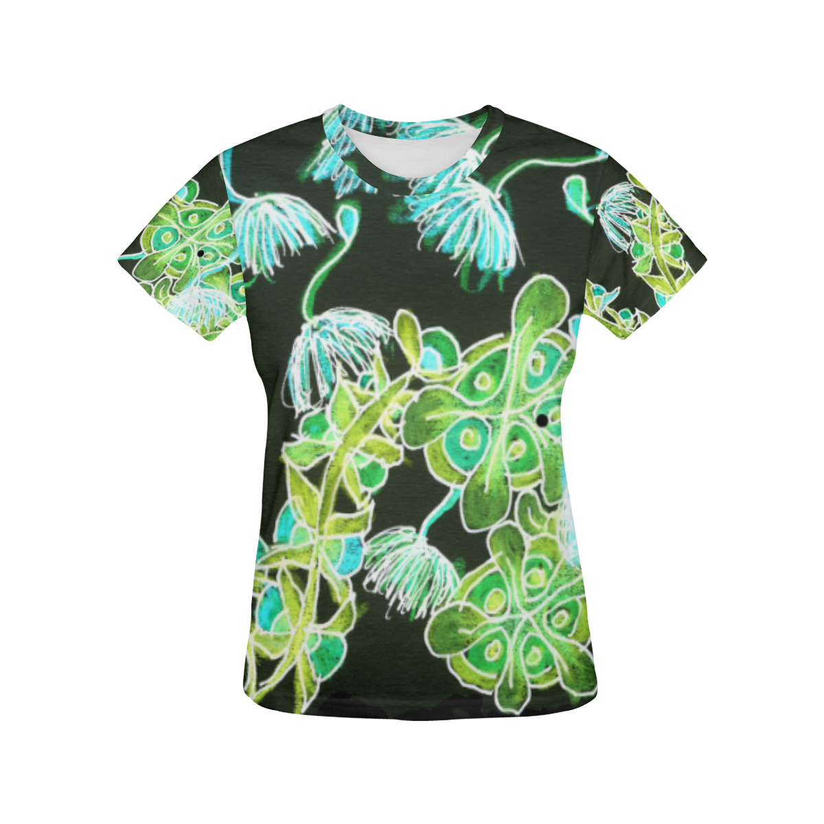 Psychedelic Irish Fairy Bells Dancing Night Garden All Over Print T-Shirt for Women (USA Size) (Model T40)