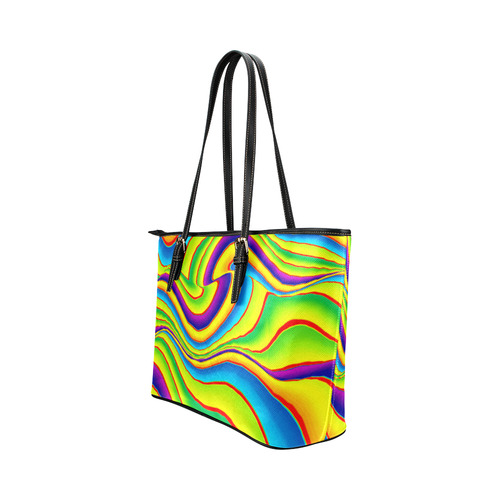 Summer Wave Colors Leather Tote Bag/Large (Model 1651)