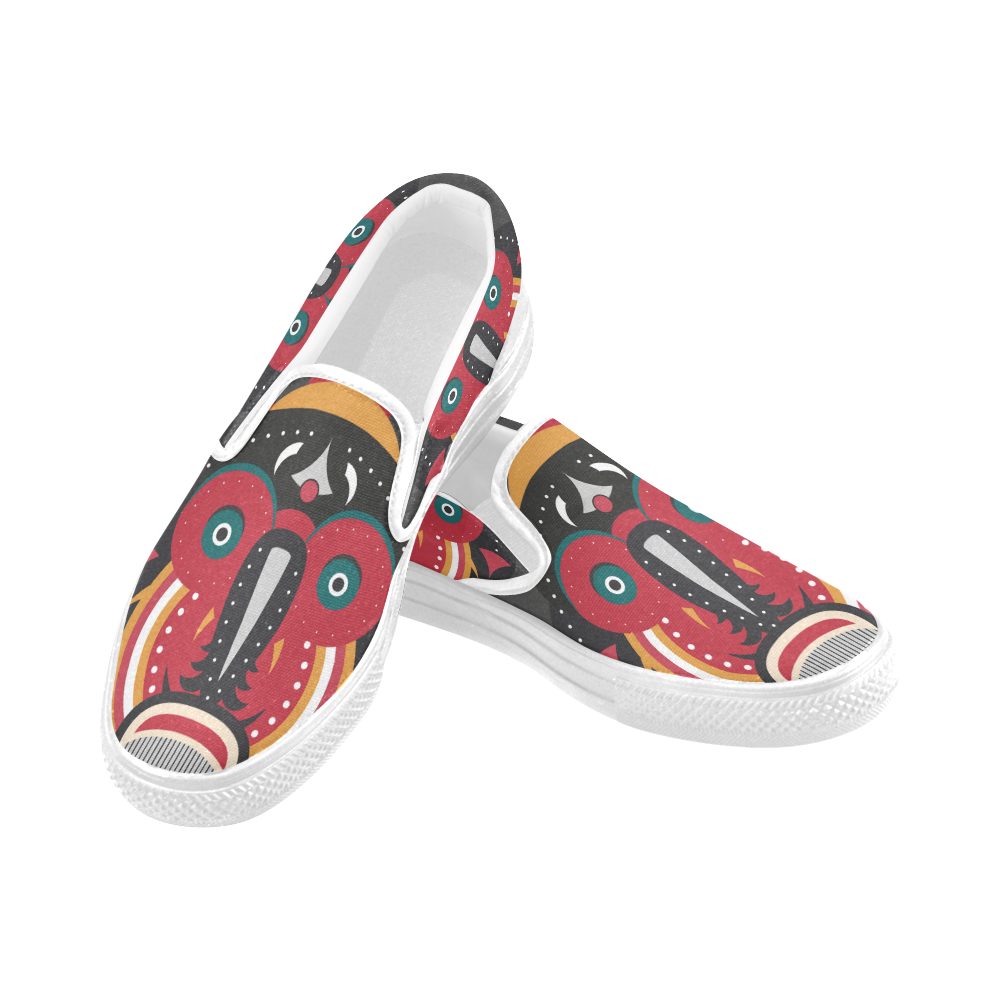 Ethnic African Tribal Art Men's Slip-on Canvas Shoes (Model 019)