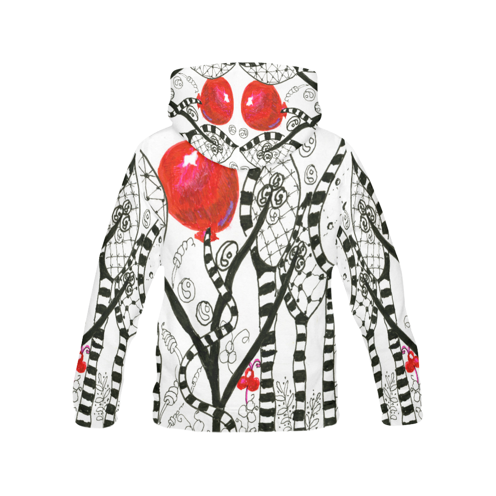 Red Balloon Zendoodle in Fanciful Forest Garden All Over Print Hoodie for Women (USA Size) (Model H13)