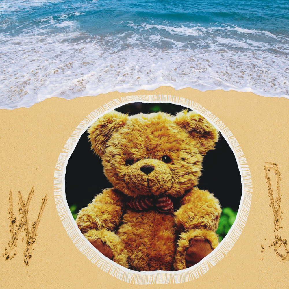 adorable Teddy 2 by FeelGood Circular Beach Shawl 59"x 59"