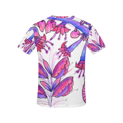 Pink Purple Valentine Love Flowers Vines Garden All Over Print T-Shirt for Women (USA Size) (Model T40)