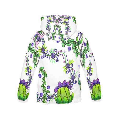 Queen's Crown Purple Green Vines ZenGarden All Over Print Hoodie for Women (USA Size) (Model H13)