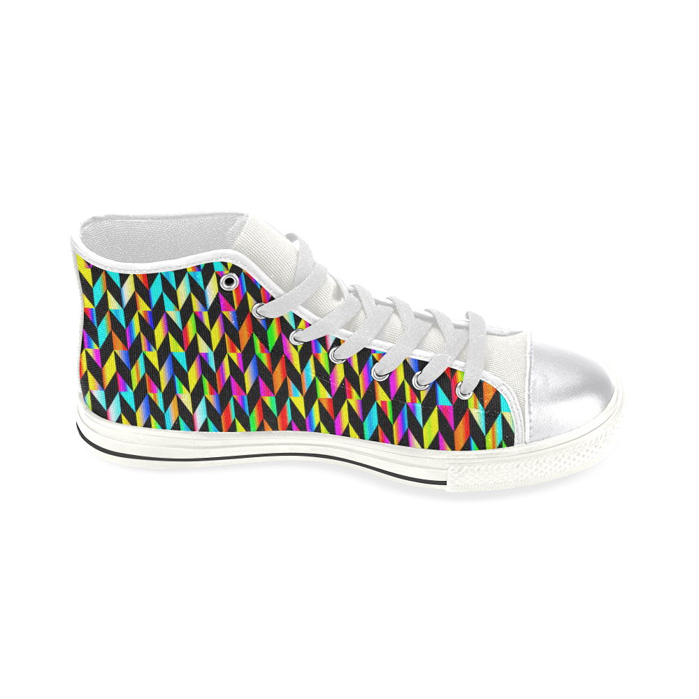 Neon Rainbow Polygon Women's Classic High Top Canvas Shoes (Model 017)