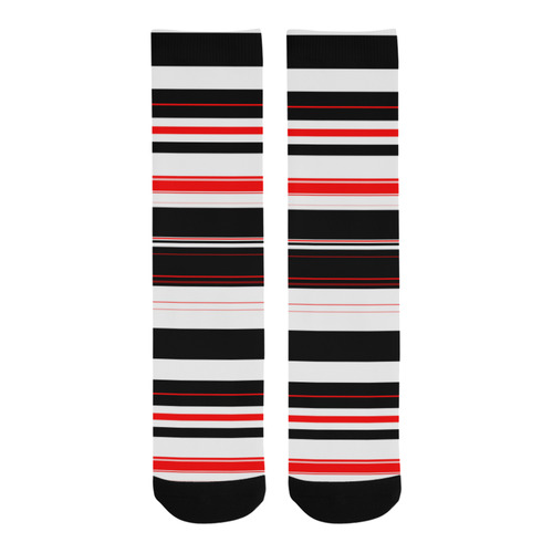 black red and white stripes Trouser Socks