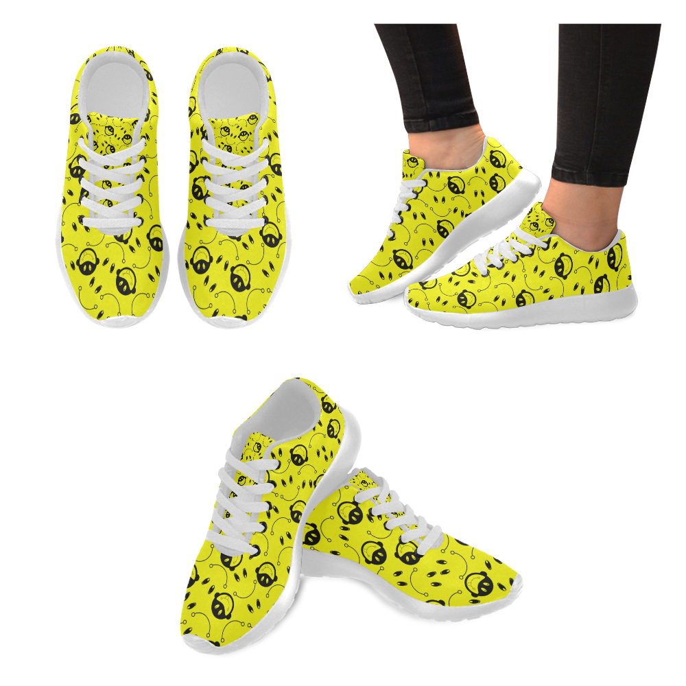 monkey tongue out on yellow Men’s Running Shoes (Model 020)
