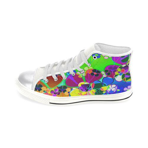Abstract Pop Neon Flowers Women's Classic High Top Canvas Shoes (Model 017)