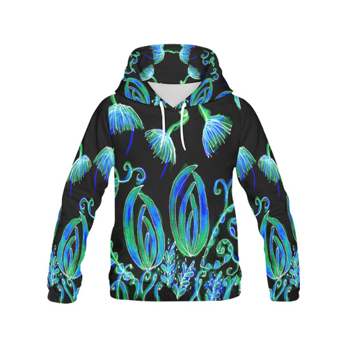 Underwater Psychedelic Sea Coral Jelly Fish Ocean All Over Print Hoodie for Women (USA Size) (Model H13)