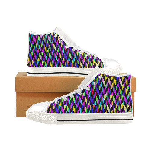 Purple Blue Rainbow Polygon Men’s Classic High Top Canvas Shoes (Model 017)