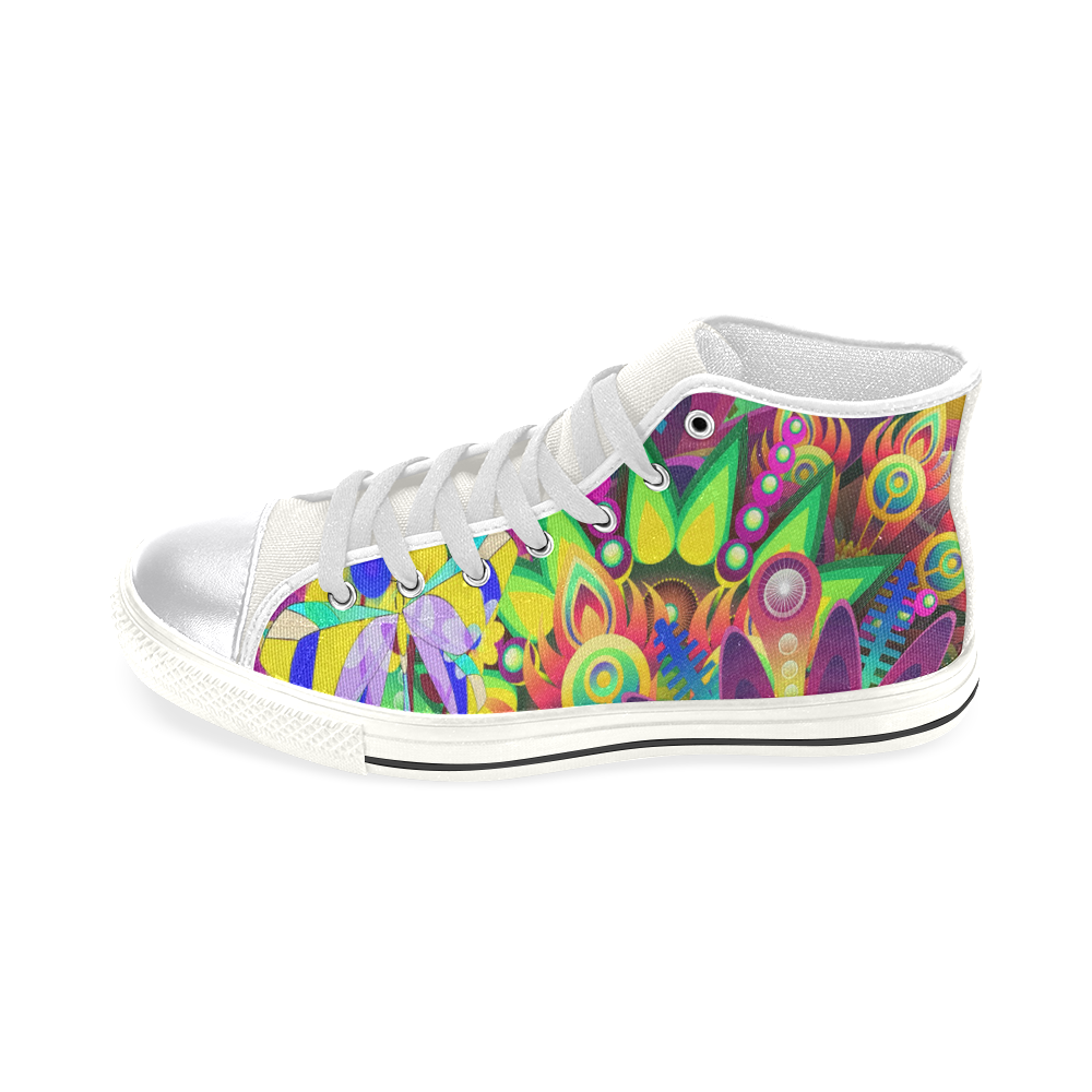 Abstract Pop Neon Fantasy Women's Classic High Top Canvas Shoes (Model 017)