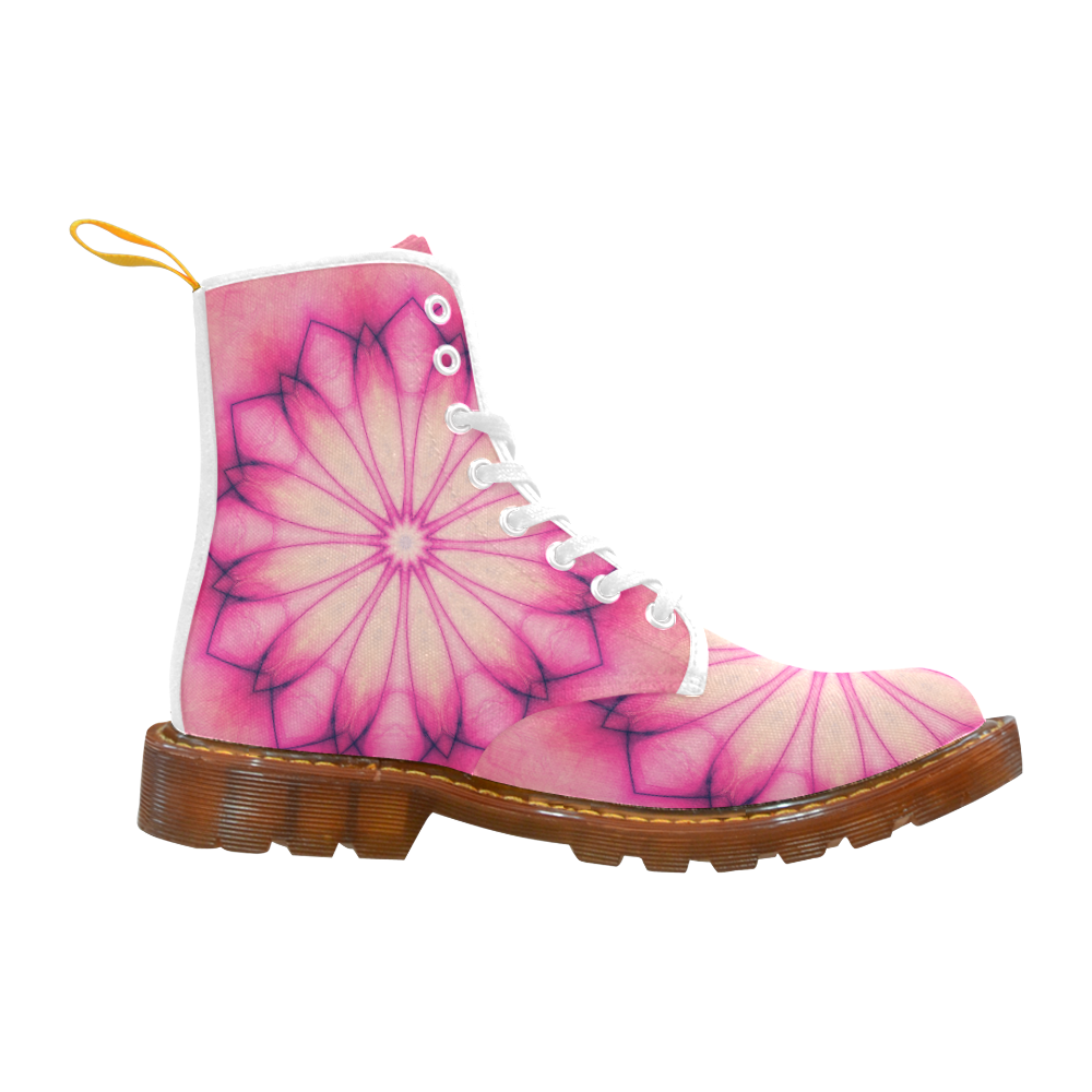 Pink Ink Flower mandala abstract floral art Martin Boots For Women Model 1203H