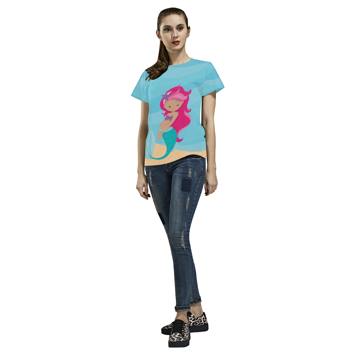 Mermaid Marie Ocean Tee All Over Print T-Shirt for Women (USA Size) (Model T40)