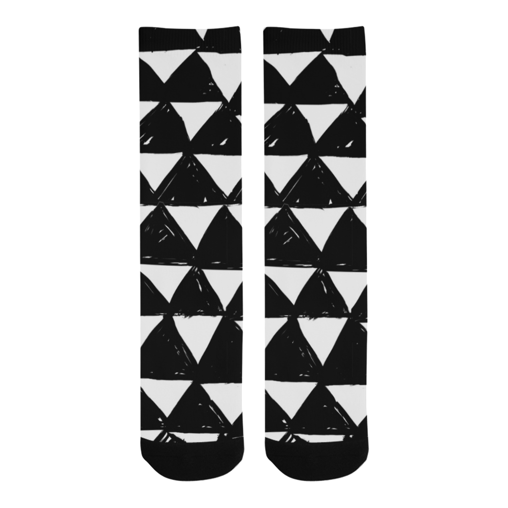 black and white doodle triangles Trouser Socks