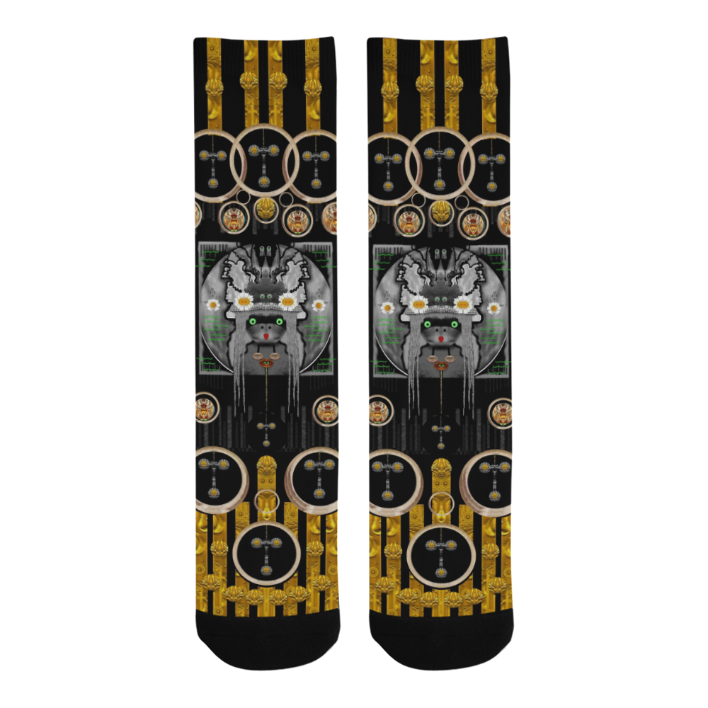 Foxy panda lady with bat and hat in the forest Trouser Socks