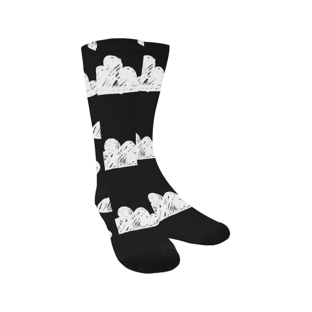 black and white doodle clouds Trouser Socks